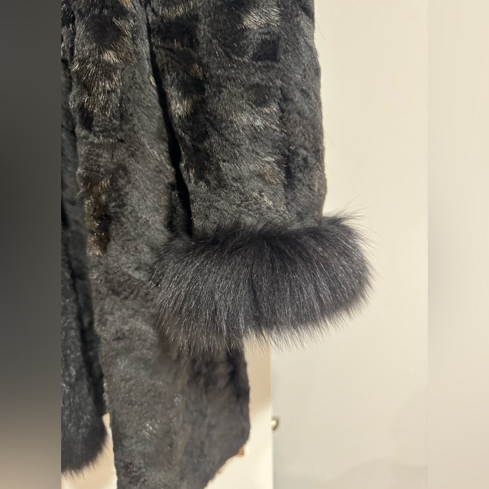 MACY’S FUR VAULT REVERSIBLE REAL MINK FOX COAT FUR SIZE L LARGE HOOD - Picture 3 of 16
